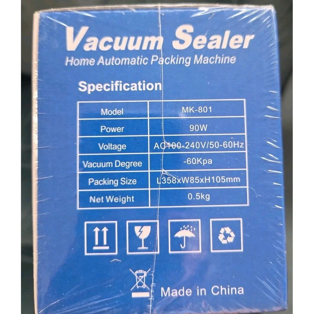 Automatic Vacuum Sealer White MK-801 Electric 90W Home Packing Machine New